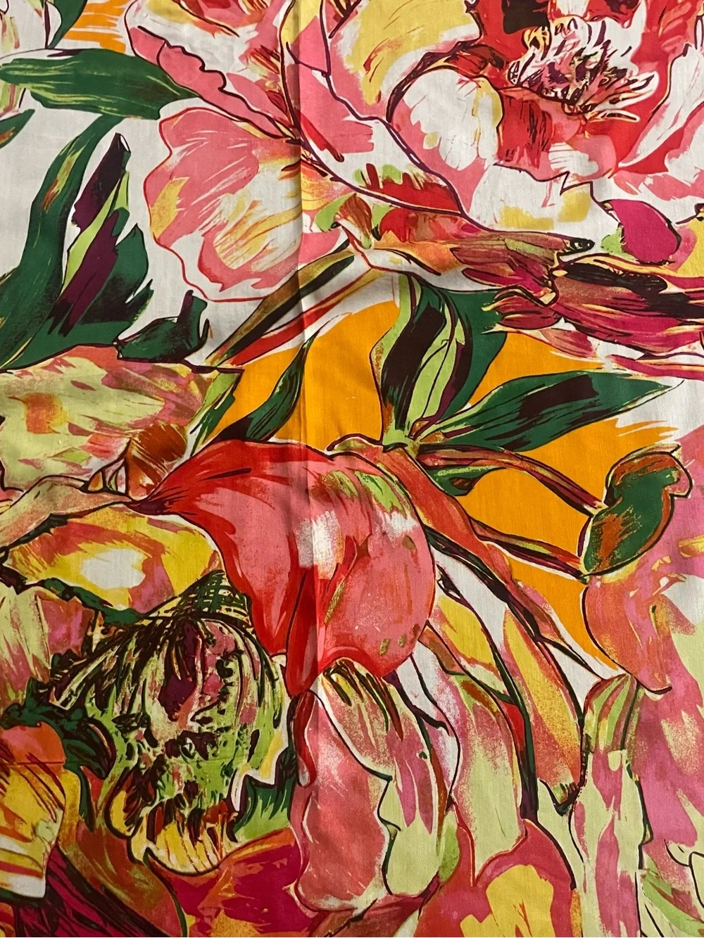 Vince Camuto Floral Silk Scarf in Pink, Orange & Green
